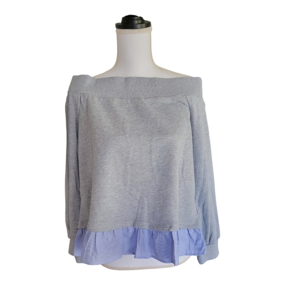 After Market Off The Shoulder Ruffle Trim Sweatshirt - Picture 6 of 11